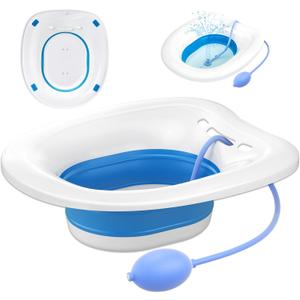 Sitz Bath, Sitz Bath for Toilet Seat, Postpartum and Hemorrhoids Care Kit - Yoni Steam Seat - Foldable Portable Basin soak - Universal Fit for Standard Toilets (Blue)