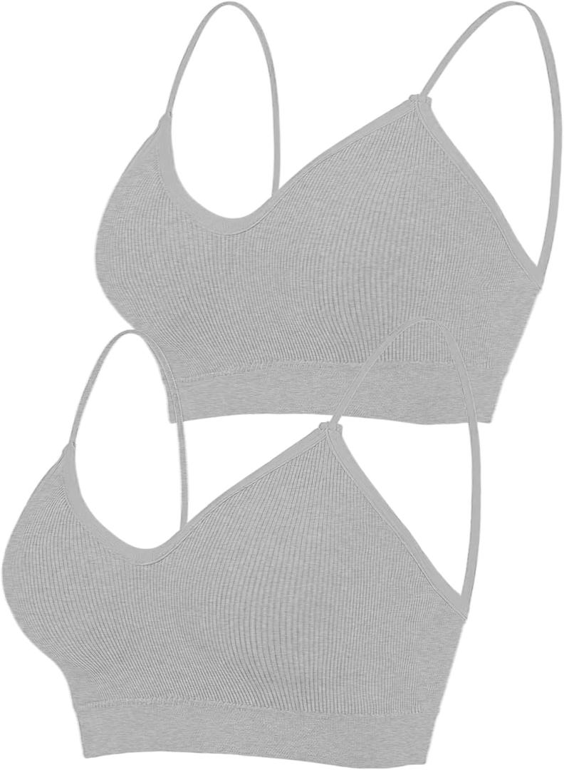 2-6PCS Women's V-Neck Padded Seamless Straps Bralette, Everyday Basic Sleeping Bra, Sports Bras for Women, Sports Bra S-M
