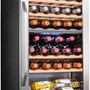 Ivation 33 Bottle Dual Zone Wine Cooler Refrigerator w/Lock | Large Freestanding Wine Cellar For Red, White, Champagne & Sparkling Wine | 41f-64f Digital Temperature Control Fridge Stainless Steel
