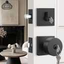 Goldenwarm Black Exterior Door Knob with Deadbolt, Heavy Duty Front Door Knob and Deadbolt Set, Zinc-Alloy Keyed Alike Exterior Door Lock Set - Single Cylinder (1 Pack)