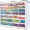 IRIS USA Small Parts Storage Cabinet, Made in USA, 44-Drawer Organizer for Screws, Nuts, Bolts, Electronics, Hardware, Beads, Crafts, Stackable Garage Storage, Teacher Toolbox, Scrapbook Art White