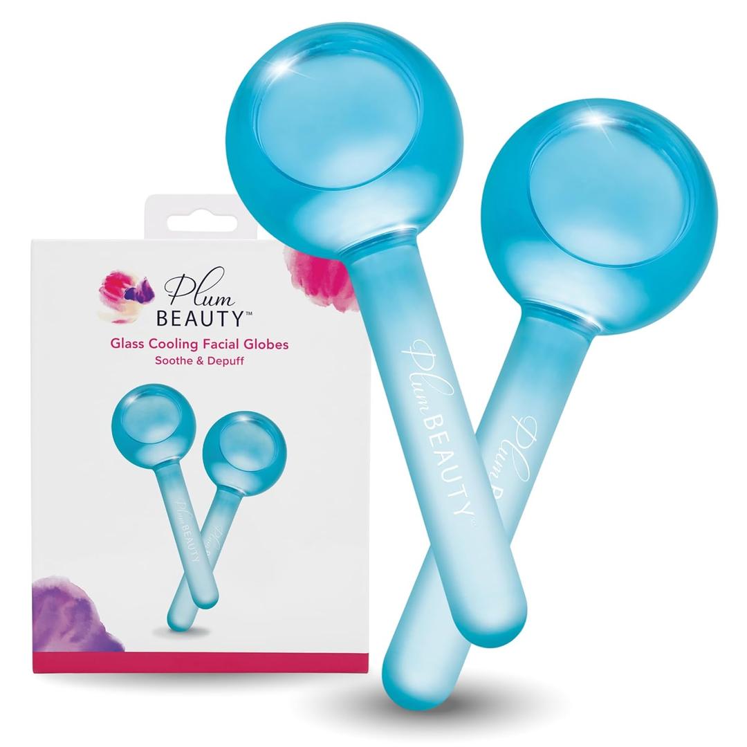 Plum Beauty Facial Cooling Globes - Cool Massage Tools for Refreshing Skincare Routine, Enhances Self Care, Reduces Puffiness - Set of 2