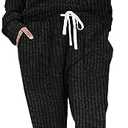 WIHOLL Two Piece Outfits for Women Lounge Sets Button Down Sweatshirt Sweatpants Sweatsuits Set with Pockets, Large
