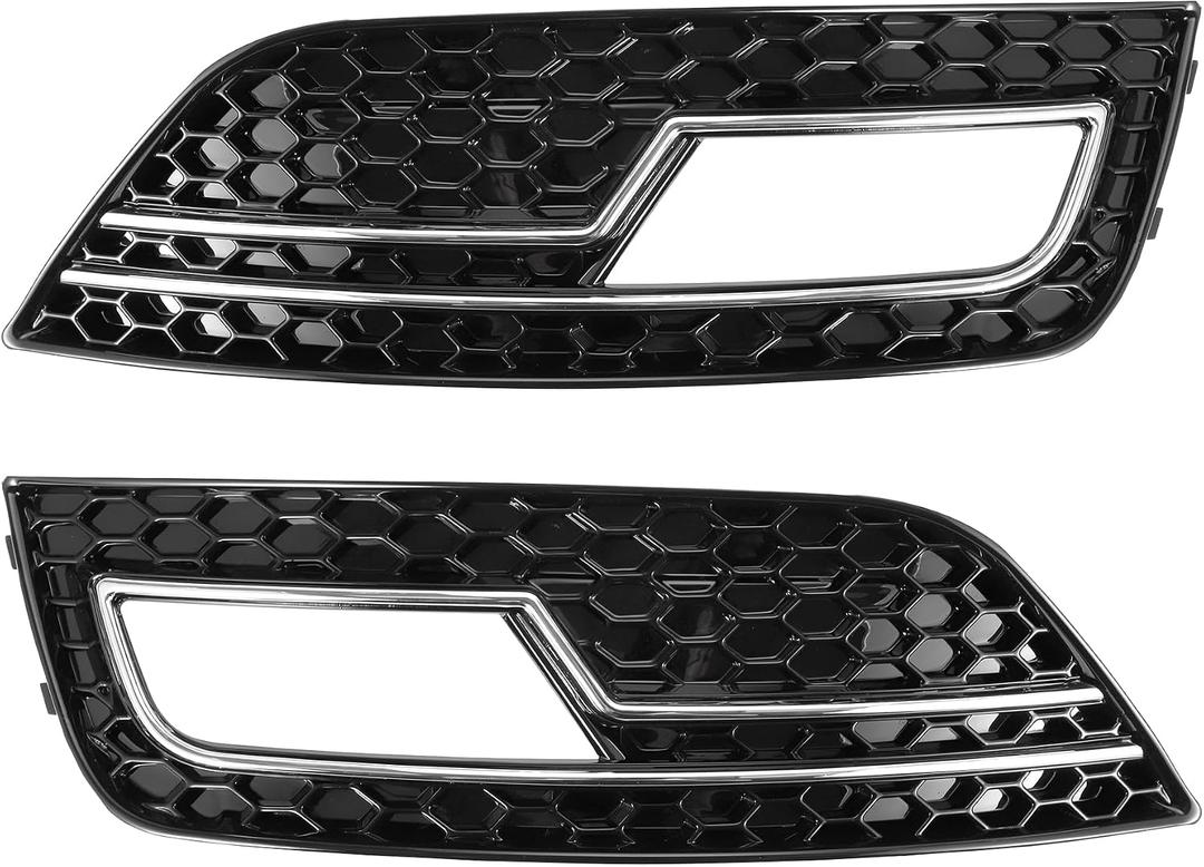 1 Pair Fog Light Grill for Audi A4L B9 S4 RS4 2013-2016 Durable ABS Black Front Left Right Front Lower Bumper Fog Light Cover Inserts