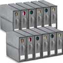 Cosy Family 12 Pack Bed Sheet Organizers and Storage, Foldable Sheet Organizer for Closet, Organizing Bedding Container Cubes for Bedsheets (Queen & King Size), Duvet Covers, Dark Grey