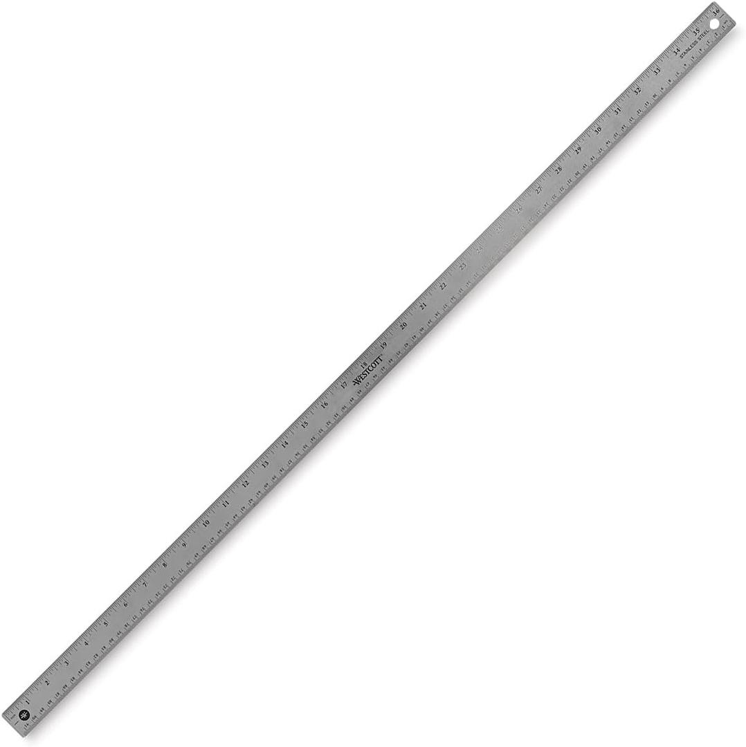 Westcott 10414 Stainless Steel Metal Ruler with Non-Slip Cork Base, 6 in