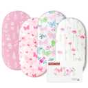 Gllquen Baby Bassinet Sheets 4 Pack, Breathable Cozy Fitted Mattress Sheet, Elastic Travel Crib Fashionable Floral Pattern, Standard Cradle Safe Sheets for Baby Boys Girls 32"x16" (Butterfly)