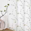 Bujasso White Beige Floral Semi Sheer Curtains 84 inch Embroidered Leaf Patterned Window Curtain Panels with Lined Farmhouse Light Filtering Drapes for Living Room Bedroom Grommet Top W38 xL84 x2 (Tan/Double Layer)