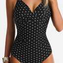 Women's One Piece Swimsuits Tummy Control Lace Up Bathing Suits V Neck Slimming Swim Suit Front Cross Wrap Swimwear (Black, M)
