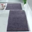 LuxUrux 2 Piece Bathroom Rug Set - Premium Plush Bath Mat Shower Rugs, 1" Chenille Microfiber, Non-Slip & Absorbent, Soft & Cozy, Durable Stylish (20x30 & 16x24 inches, Dark Grey)