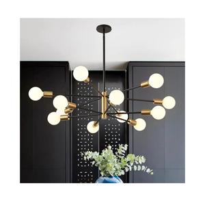 RUIYEY Modern Chandelier Ceiling Light Fixture Sputnik Chandeliers Gold and Black Farmhouse Chandelier Over Table 12Light Height Adjustable Chandeliers for Dining Room, Living Room,Kitchen Island
