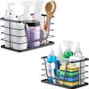 ALOCEO 2 Pack Storage Stackable Kitchen Laundry Organizers with Bamboo Top, Large Trash Bag Holder and Small Garbage Bag Dispenser for Countertop Organization
