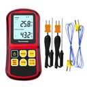 Thermocouple Thermometer Digital K Type Thermocouple,Dual Channel Thermocouple Tester(-238~3212) with 4 K-Type Thermocouples LCD Display Temperature Tester for K/J/T/E/R/S/N Type