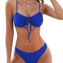 ZAFUL Women High Cut Bikini Sets String Sexy Swimsuit Two Piece Underwire Bathing Suit Brazilian Cheeky Cut Out Cute Swimwear, Large