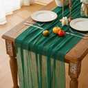 3 Pack Dark Green Cheesecloth Table Runner 35x120 Inch Long Romantic Table Runner for Wedding Bridal Shower Birthday Party Spring Easter Holiday Home Decorations Emerald Green (Dark Green, 3 Pack)