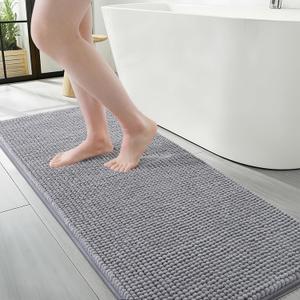 Arotive Bathroom Rugs 47" x 17", Ultra Soft Absorbent Chenille Bath Rugs, Non-Slip Rubber Backing, Machine Washable Bath Mats for Bathroom Floor, Tub and Shower, Home Decor Accessories, Grey