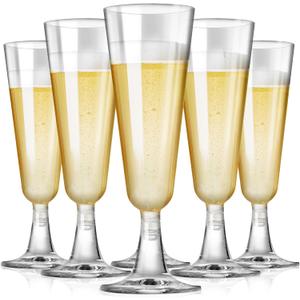 SUREHOME Plastic Champagne Flutes Disposable Champagne Glasses 20 Pack 5.5 Oz Clear Plastic Mimosa Glasses Acrylic Wedding Toasting Cups for Baby Shower Birthday Party Supplies Bar Cocktail Cups