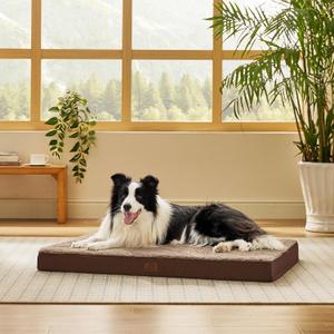 Bedsure Dog Beds Large Sized Dog - Comfy Flat Pet Beds with Removable Washable Cover, Orthopedic Egg Crate Foam Puppy Mat, Suitable for Pet Up to 65 lbs (30"L x 20"W x 3"Th)