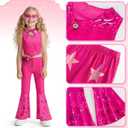 Cowgirl Costume for Girls (No Hat) Kids Western Cowgirl Disco Movie Dress up Outfit Halloween Birthday Party Cosplay, Size: 130(5-6 Years)