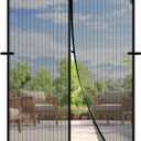 Magnetic Screen Door, Fits Door Size 62'' x 80'', Scratch-Proof Polyester, Classic Middle-Opening, Keep Annoying Creatures Out, Pet Friendly Mesh, Walk Through, Suitable for French/Double Doors, Black