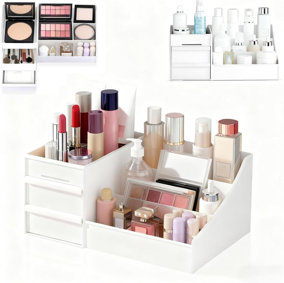 Makeup Organizer with Drawers, Cosmetic Organizer for Vanity Dresser Bathroom Countertop, Large CapacityOrganizer for Skincare, Lipstick, Palettes (1 Pack Makeup Organizer)