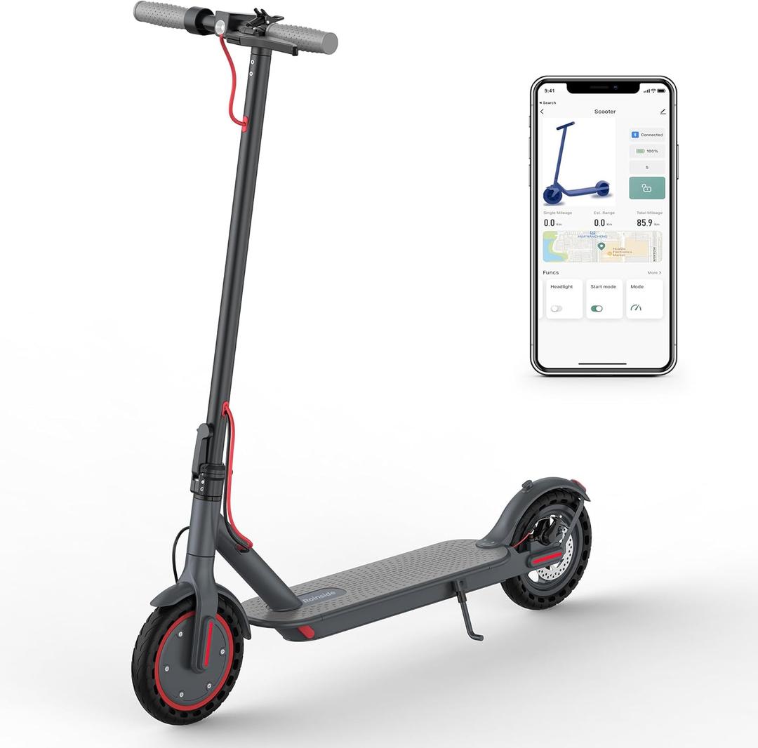 Electric Scooter - 350W Motor, 8.5" Solid Tires, Up to 19 MPH and 20/23 Miles Long-Range Portable Folding Commuting Scooter for Adults with Double Braking System and App
