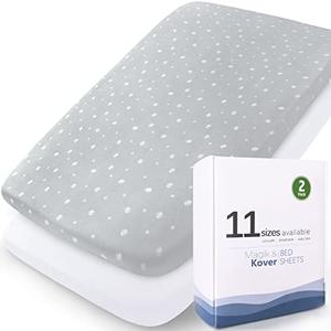 Bassinet Sheets 2 Pack, Compatible with 4moms Breeze Plus Bassinet (not playard), Fit for 23" x 28" Bassinet Mattress Pad, Ultra Soft & Super Stretchy, Baby Boy/Girl, White & Grey Ball
