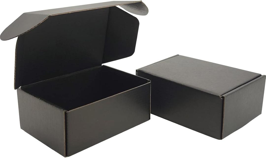 6x4x2 inches Small Shipping Boxes Set of 50 - Black Mailer Corrugated Cardboard Boxes for Shipping Packaging Mailing Products