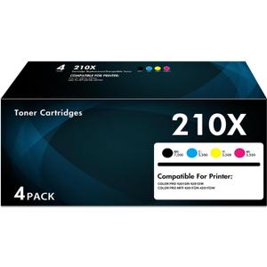 210X 210A Toner Cartridges 4 Pack High Yield (with Chip) for HP MFP 4301fdw | Compatible for HP 210X 210A 201 W2100A W2100X for Color LaserJet Pro MFP 4301fdw 4301fdn Pro 4201dw 4201dn Series (with Chip)