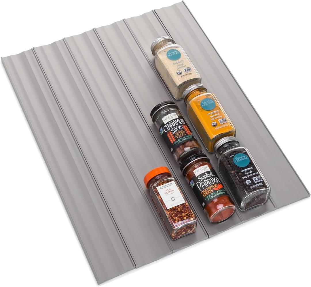 YouCopia SpiceLiner Spice Rack Drawer Organizer (Universal Fit 10 Roll),Gray (2.4"W x 120"L)