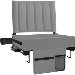 Stadium Seat for Bleachers with Back Support and Cushion, Bleacher Seats with Shoulder Strap and Cup Holder, Padded Portable Folding Comfort Stadium Chair, for Sports Events, Grey (1pcs)