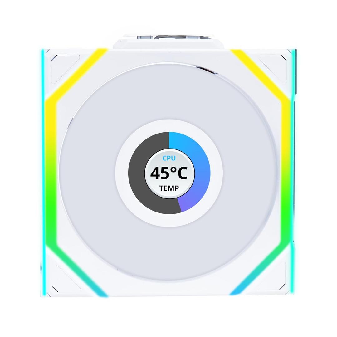 Lian Li UNI Fan SL LCD Wireless 120mm ARGB Fan - Single Pack - 1.6" LCD Display - 2.4 GHz Wireless Signal for RGB & Fans Control - Controller NOT Included & Required - White (12SLLCD1W1W)