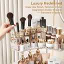 BEFSOP Corner Bathroom Counter Organizer, Upgraded 3-Tier Makeup Organizer Countertop with Makeup Brush Holder, Skincare Exquisite Vanity Organizers Countertop Bathroom Storage Dresser(CLEAR)