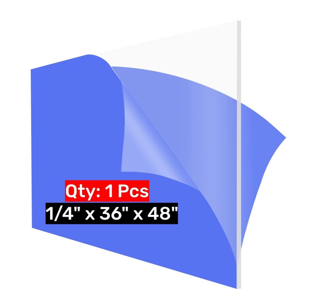 36x48 Plexiglass Sheets 1/4 inch Thick Clear Acrylic Sheets 36x48 Acrylic Board 6mm Plexiglass Panel Perfect for Display Case, Signage, Crafts, Led, Fish Tank, Windows, Skylight, Tabletop