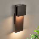 Modern Outdoor Indoor Integrated LED Wall Sconce, 2-Light Total 17W,Bronze Finish,1600 Lumens,3000 Kelvin,90 CRI, Dimmable,Input 120-277V,Weatherproof for Global Front Porch Decor Use.