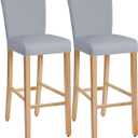 Stretch Removable Washable Dining Room Chair Covers,Bar Stool Covers,Barstool Chair Slipcovers Pub Counter Seat Cover (Light Grey,Set of 2)