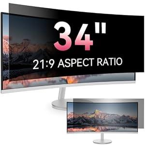 [2026 New] 34 Inch Curved Computer Privacy Screen Protector for 21:9 Aspect Ratio Widescreen Monitor,Removable Eye Protection Anti Glare Blue Light Filter,34in Anti Spy Desktop Security Private Shield