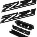 (Set of 3) 2019-2024 OEM 2pack Side Decals Emblems + Grille Z71 Badges Compatible with Silverado Z71 Parts 84632695 84384428 (All Black)