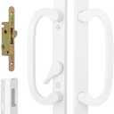 Offset Center Sliding Door Handle with Mortise Lock and Keeper Assembly 45Keyway, 3-15/16" H.C., NonHandle Used for 1-3/8" to 2-1/4" Thick Sliding Glass Door & Patio Door (White)