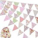 12M/40Ft Triangle Bunting Banner 42 Pcs Multicolored Fabric Flags Burlap Pennant Banner Flags Garlands for Wedding, Birthday Party, Outdoor Festival Hanging Decoration (C)
