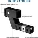 4" Drop/Rise Trailer Hitch Receiver Adapter Extension, Riser Extender, 2-inch Receiver With Pin and Clip