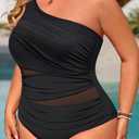 Aqua Eve Plus Size One Piece Swimsuit for Women Tummy Control Bathing Suits One Shoulder Swimwear, 18W