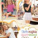 3 Pack Girls' Short Sleeve T-Shirts Loose Fit Crew Neck Tops Raglan Curve Hem Shirts Casual Kids Basic Tees 5-14Y