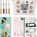 School Supplies for Girls, Cute Cat Stationery Set with Pencil Case, Pens & Sticky Notes Set, Cat Gifts Party Favor for Girls Stationery School Office Supplies (Cat)