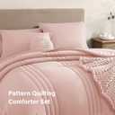 Monbix Twin XL Size Comforter Set - Extra Long 5 Pieces Dorm Bedding Sets, Quilting Design Fluffy Bed in a Bag Twin XL with Sheets, Pillowcase & Sham(Light Pink)