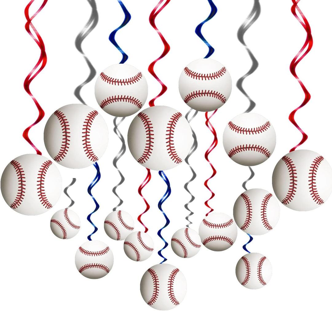 42 Pcs Baseball Hanging Swirls Decorations Baseball Birthday Banners Party Streamers Wall Ceiling Hanging Spirals Baseball Party Decorations Supplies