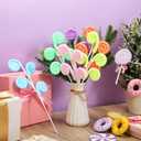 Gejoy 6 Pcs Christmas Tree Picks Decoration Sandworm Decor Woolen Candy Curly Pick Xmas Toppers Branches with Bells for Party Supply DIY Home Crafts Hanging Ornament Gifts(Stripes,Macaron)