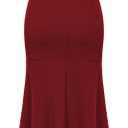 Women's Black Formal Fishtail Dresses Cocktail Wedding Guest Dress Short Sleeve Elegant V Neck Party Gowns (Red)