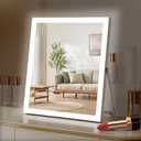 Vanity Mirror with Lights,10"x12" Lighted Makeup Mirror with 3 Color Modes & Dimmable, 360 Rotation Desk Mirror, Dual Power Supply, Smart Touch Control with Settings Memory (White)