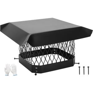 G GOOD GAIN Chimney Cap - 9 x 9 inch Chimney Cover for Outside Galvanized Steel | Fireplace Rain Caps with Hood Plate | Chimney Flue Cover Fits Existing Tiles with Adjustable Metal Screws & Gloves